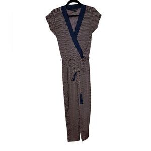 AX Armani Exchange Womens Jam Red Surplice V Neck Checked Jumpsuit Size 0